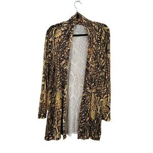 Vintage Alberto Makali Artsy Snake Open Cardigan L Golden Duster Sweater Beaded